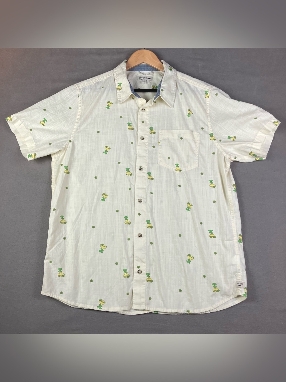 Toad & Co. Men’s Size L Fletcher Short Sleeve Button Up Shirt Organic Cotton. In